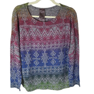 Anthropologie Moon Collection size Large Aztec colorful lightweight knit sweater